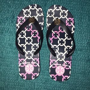 Tory Burch Navy Blue Flip Flops